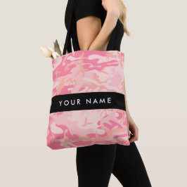 Bolsa Tote Padrão de Camuflagem Rosa, Seu nome, Personalize