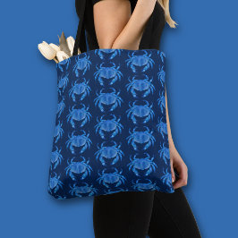Bolsa Tote Padrão de caranguejo azul à beira-mar oceano