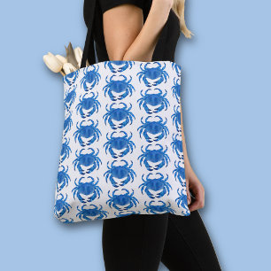 Bolsa Tote Padrão de caranguejo azul à beira-mar oceano