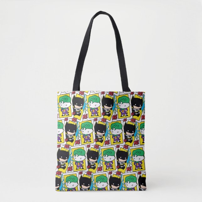 Bolsa Tote Padrão de Cartão de Reprodução de Chibi Joker e Ba (Frente)