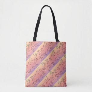 Bolsa Tote Padrão de Cavalo de Arte de Linha Diagonal Cavalos