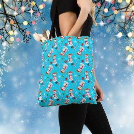 Bolsa Tote Padrão de Celebração de Natal do Boneco de Neve de