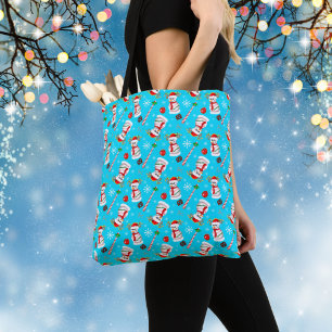 Bolsa Tote Padrão de Celebração de Natal do Boneco de Neve de