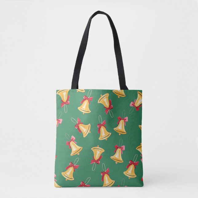 Bolsa Tote Padrão de Célula de Aquarela Verde Sem Vista (Frente)
