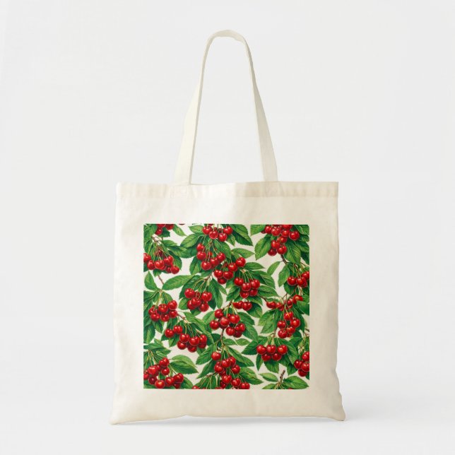 Bolsa Tote Padrão de Cereja (Frente)