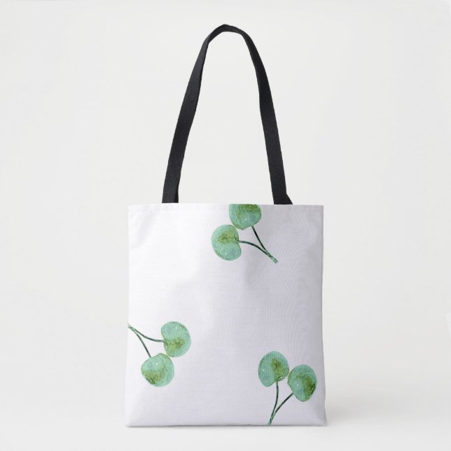 Bolsa Tote padrão de cereja verde (Frente)