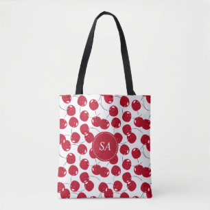 Bolsa Tote Padrão de Cereja Vermelha Fresca Personalizada