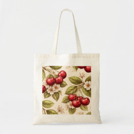 Bolsa Tote Padrão de Cerejeira Vintage com Cerejas Vermelhas