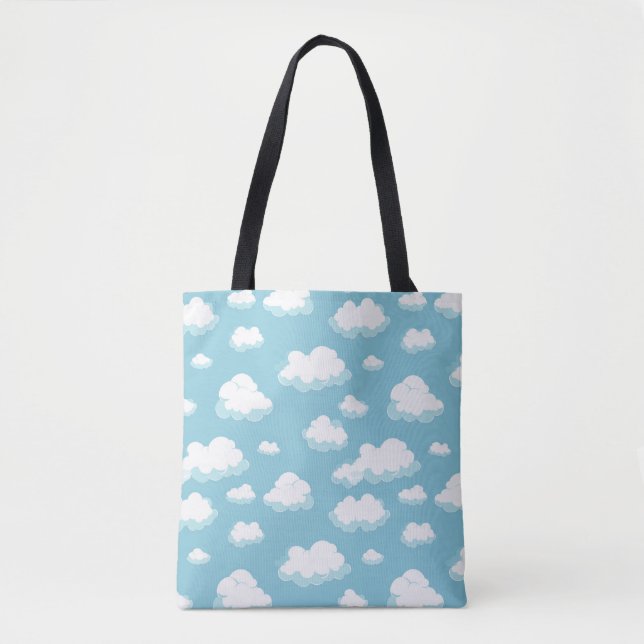 Bolsa Tote Padrão de céu azul e nuvens (Frente)