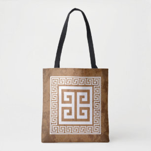 Bolsa Tote Padrão de chave grega Design Branco