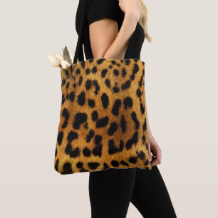 Bolsa Tote padrão de chic do animal marrom impressão leopar