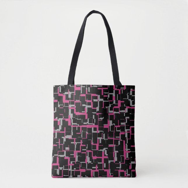 Bolsa Tote Padrão de Cinza Magenta Preta da Camo Digital (Frente)