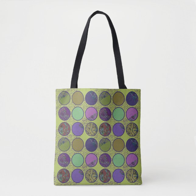 Bolsa Tote Padrão de Círculo Abstrato Denso Completo (Frente)