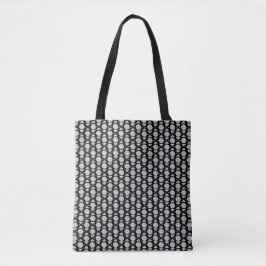 Bolsa Tote Padrão de Círculo Abstrato Preto Elegante em Cinza