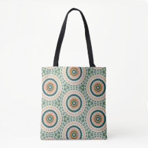 Padrão de Círculo Boho Chic Verde Laranja e Azul