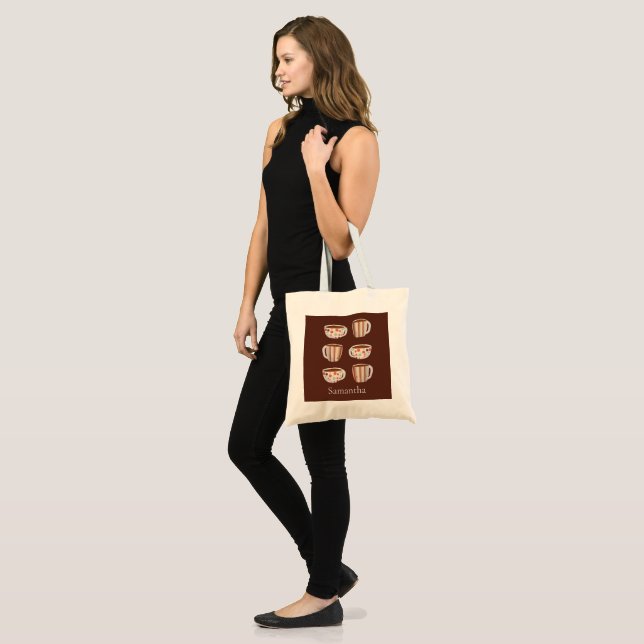Bolsa Tote Padrão de Círculo Quente em Xícaras de Café (Frente (modelo))
