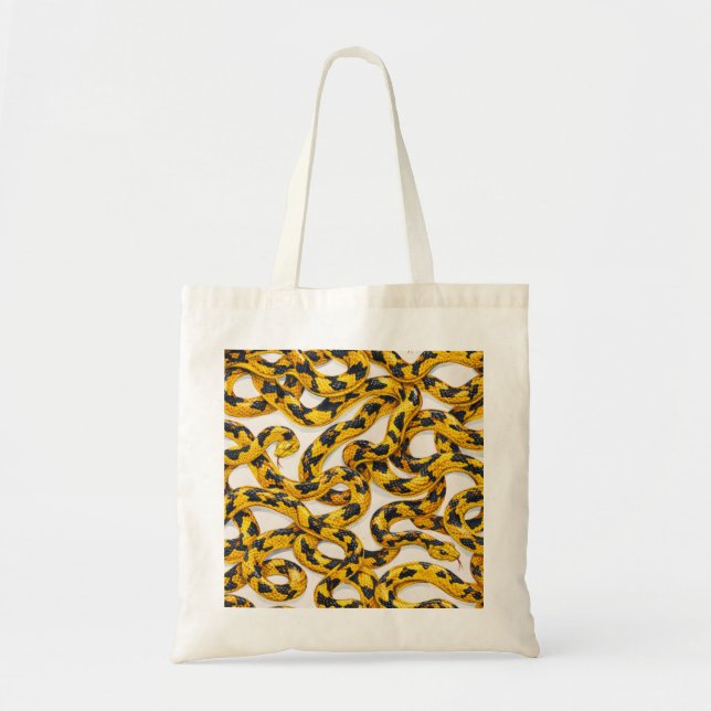 Bolsa Tote Padrão de Cobra Amarela e Preta (Frente)