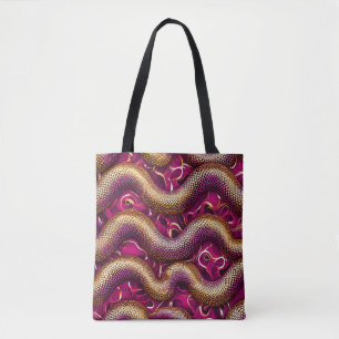 Bolsa Tote Padrão de cobra rosa