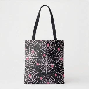 Bolsa Tote Padrão de Cobwebs e aranhas do Halloween