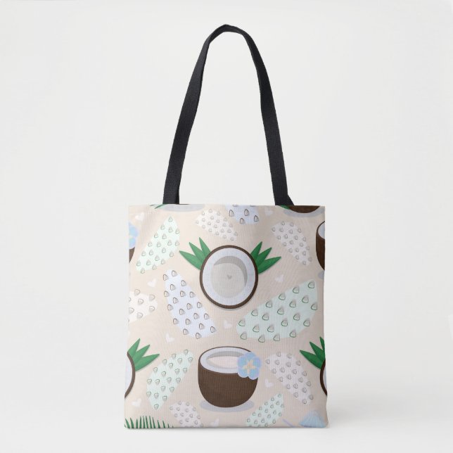 Bolsa Tote Padrão de coco colorido (Frente)