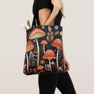Bolsa Tote Padrão de cogumelo do Boho Woodland