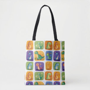 Bolsa Tote Padrão de colagem do dinossauro bonito - Dino dive