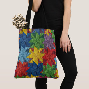 Bolsa Tote Padrão de Colcha de Patchwork de Cata-Vento