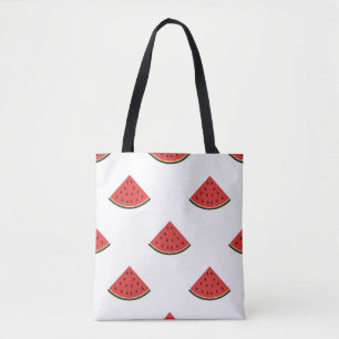 Bolsa Tote Padrão de colheita com fatias de melancia num whi