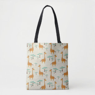 Bolsa Tote Padrão de colheita da árvore Giraffe.