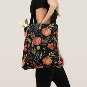 Bolsa Tote Padrão de Colheita de Outono de Aquarela