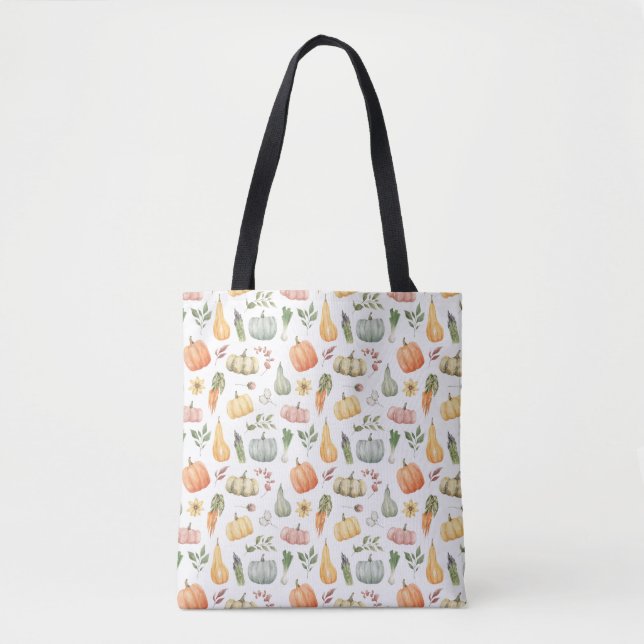 Bolsa Tote Padrão de Colheita de Outono de Aquarela (Frente)