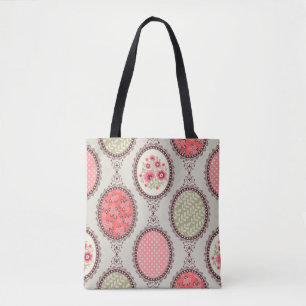 Bolsa Tote Padrão de colheita floral sem costura. Vintage