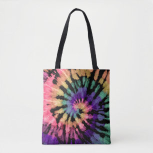 Bolsa Tote Padrão de coloração. A mão puxou o arco-íris shibo