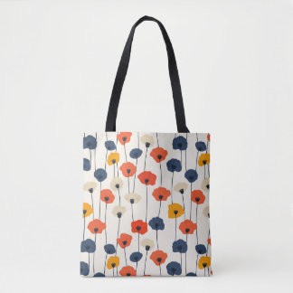 Bolsa Tote Padrão de coloração aquosa de papoilas