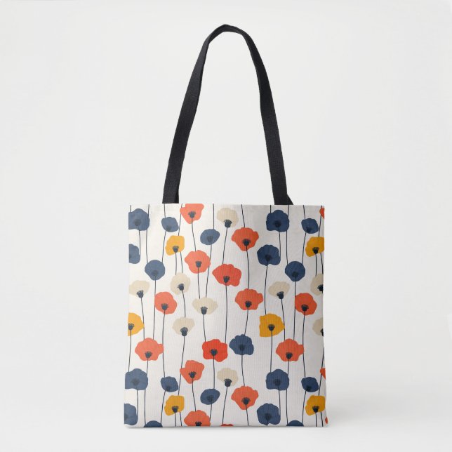 Bolsa Tote Padrão de coloração aquosa de papoilas (Frente)
