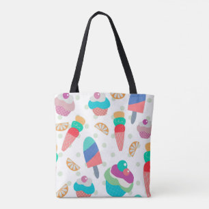 Bolsa Tote Padrão de Comida de Verão com coloração aquosa