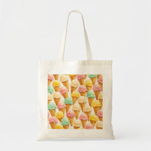 Bolsa Tote Padrão de Cone de Sorvete Pastel