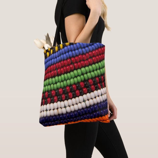 Bolsa Tote Padrão de Contas Tribais Massai (Close Up)