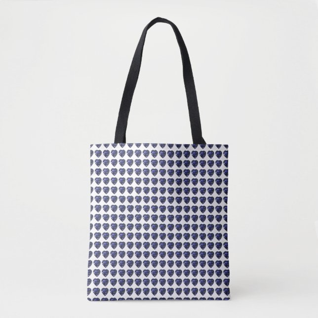 Bolsa Tote Padrão de Coração Azul (Frente)