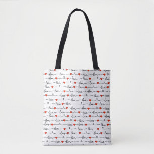 Bolsa Tote padrão de coração de amor de valentine