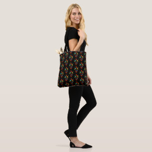 Bolsa Tote Padrão de coração florescendo folk português