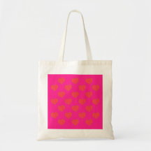Padrão de Coração Rosa Quente e Laranja na Moda