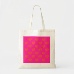 Bolsa Tote Padrão de Coração Rosa Quente e Laranja na Moda