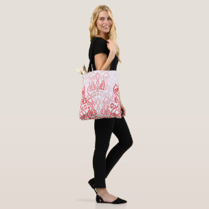 Bolsa Tote Padrão de Coração Vermelho e Rosa