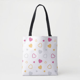Bolsa Tote padrão de corações estilizados