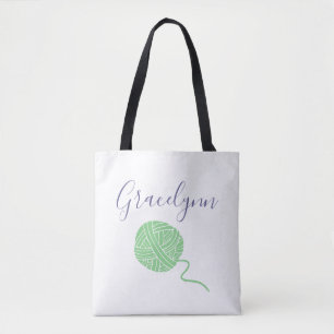 Bolsa Tote Padrão de Corda de Bola de Yarn Tropical