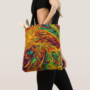 Bolsa Tote Padrão de Cores Vibrante Expressivo