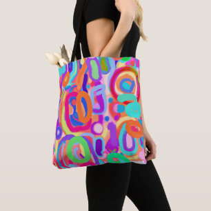 Bolsa Tote Padrão de Cores Vibrantes e Brilhantes