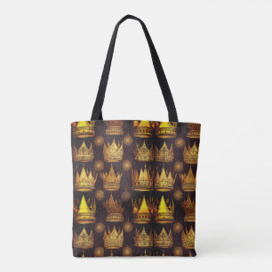 Bolsa Tote Padrão de Coroa de ouro