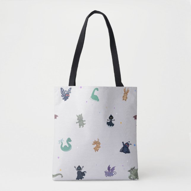 Bolsa Tote Padrão de Criptozoologia Mothman & Amig (Frente)
